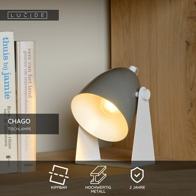 Lucide CHAGO - Tischlampe - 1xE14 - Grau